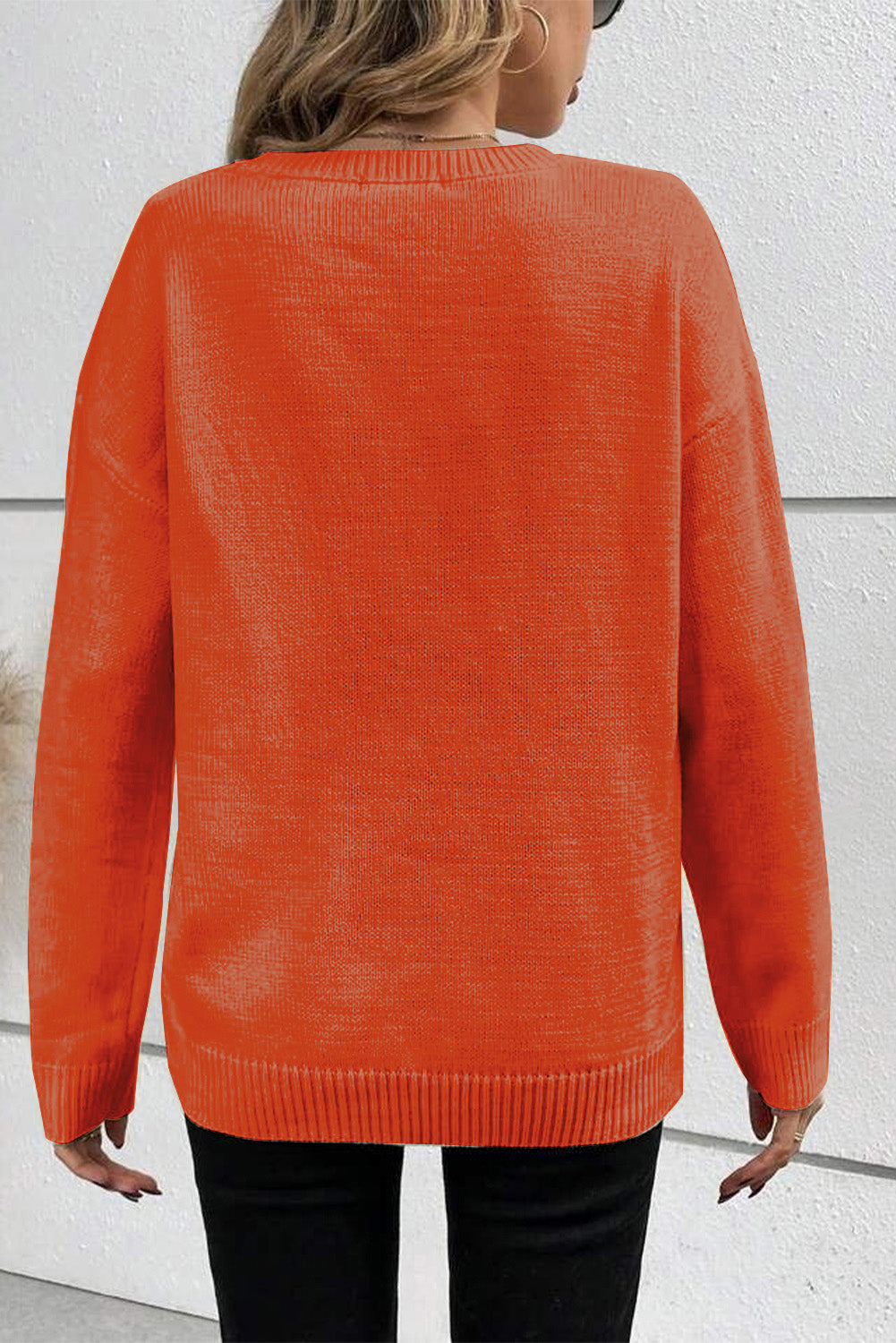Apricot Halloween Boo Drop Shoulder Knit Sweater