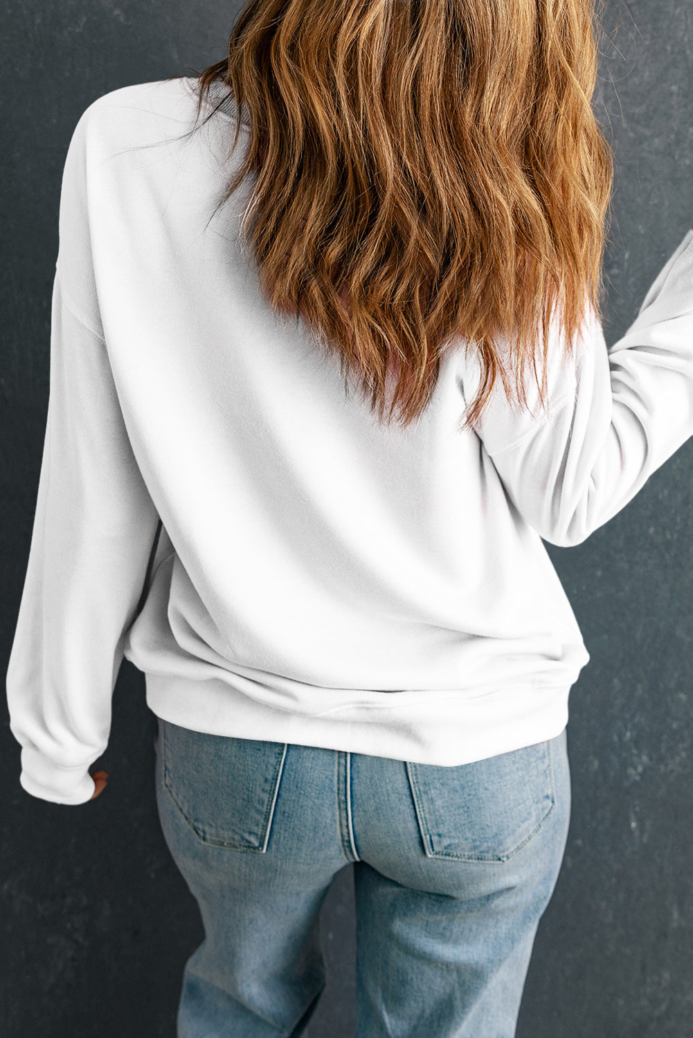 White Cute Halloween Ghost Bow Embroidered Graphic Sweatshirt
