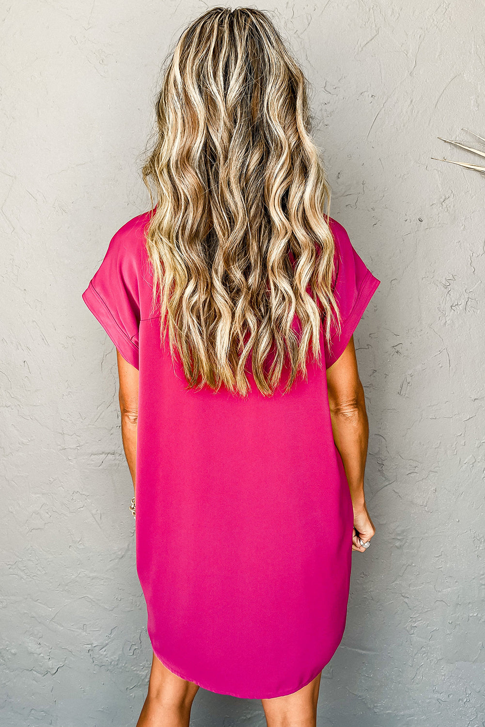 Laurel Green Plain Buttoned Collar T Shirt Dress