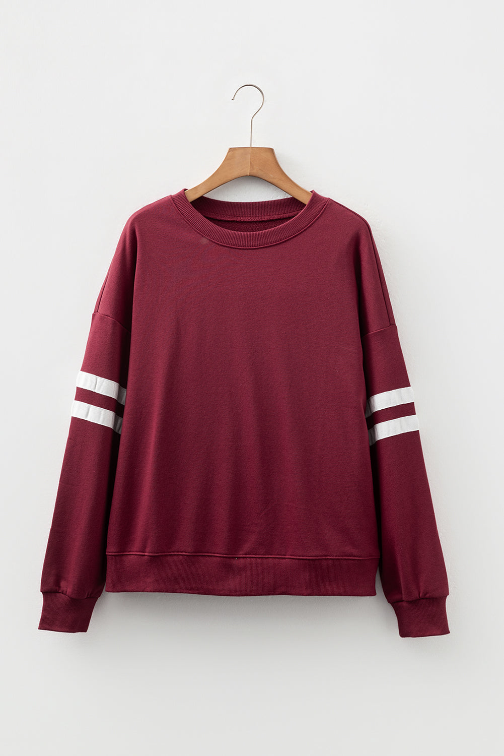 Orange Preppy Striped Sleeve Loose Sweatshirt