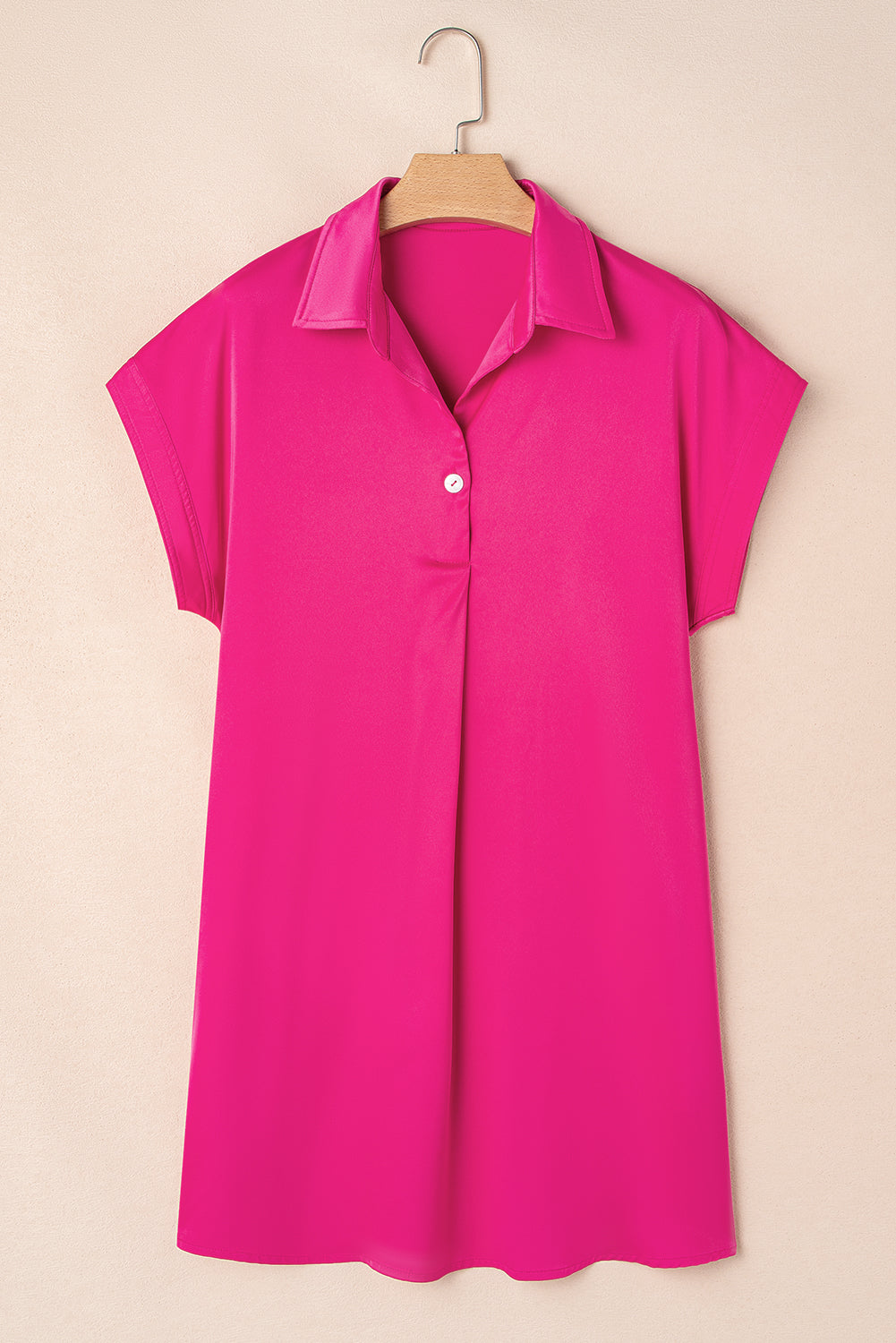 Laurel Green Plain Buttoned Collar T Shirt Dress