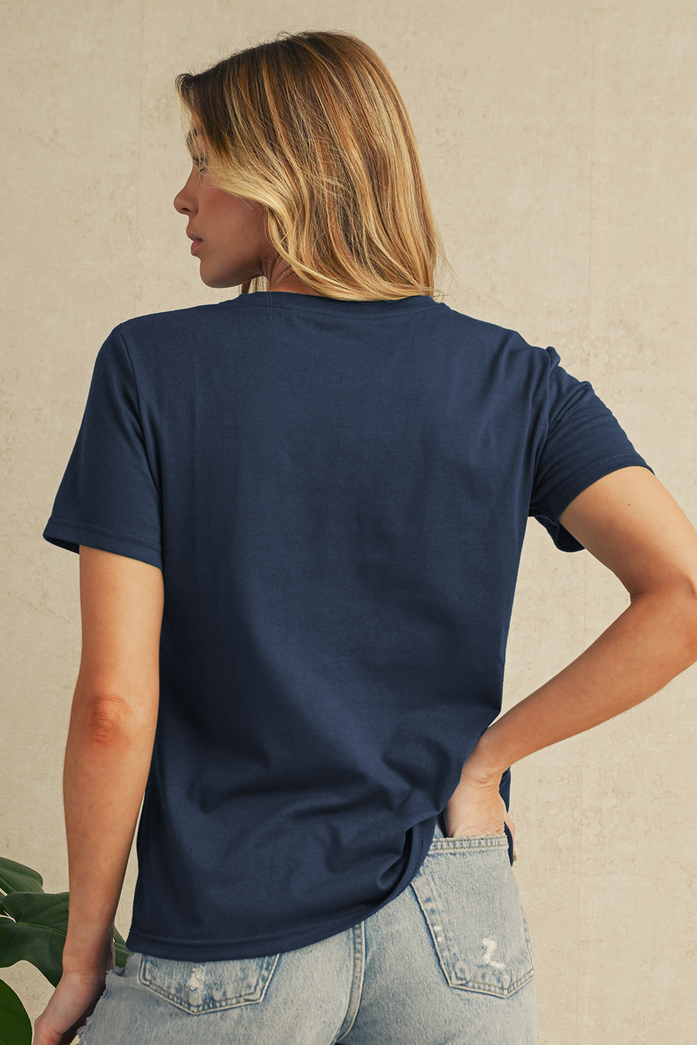 Medium Grey Solid Color Round Neck T Shirt