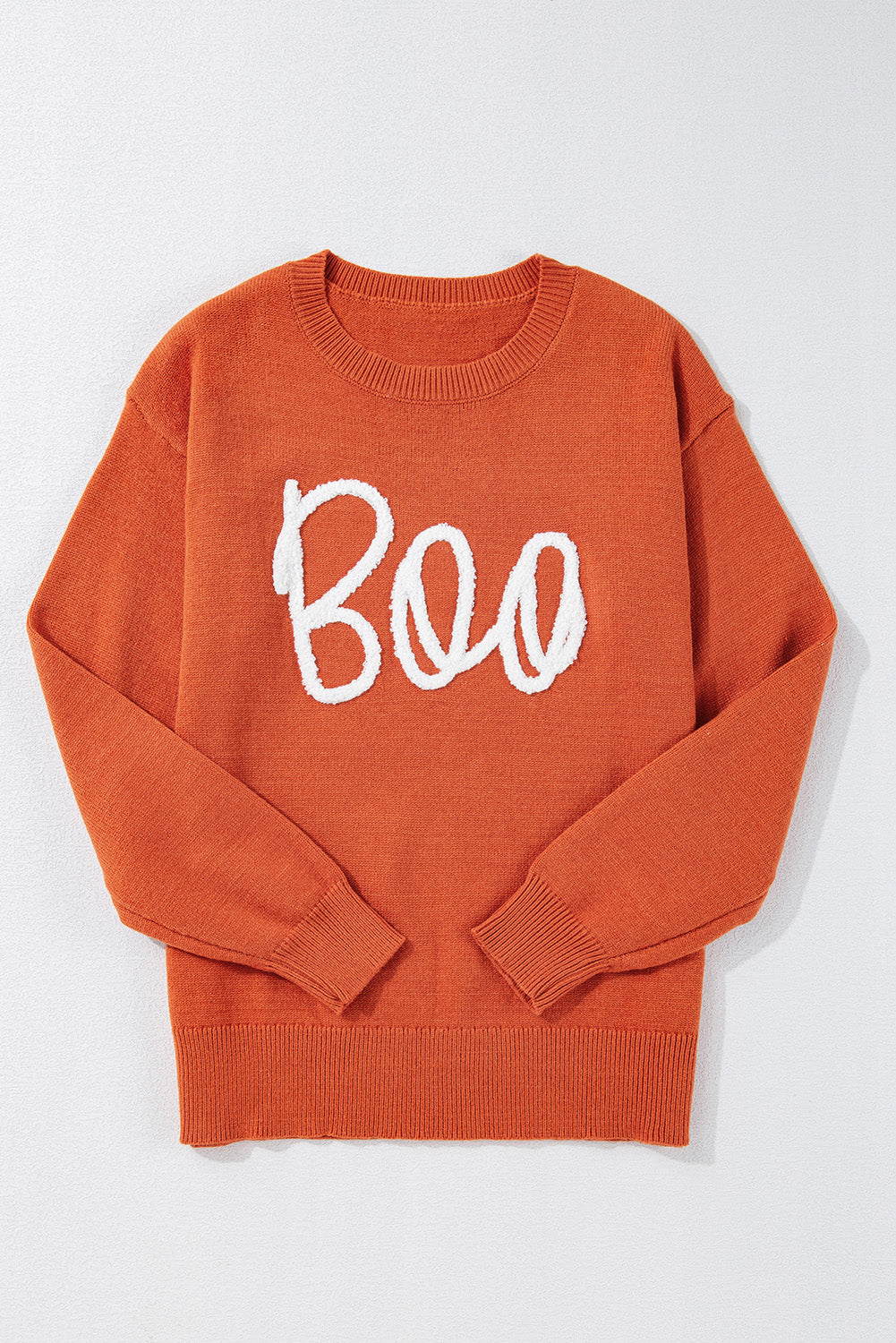 Apricot Halloween Boo Drop Shoulder Knit Sweater