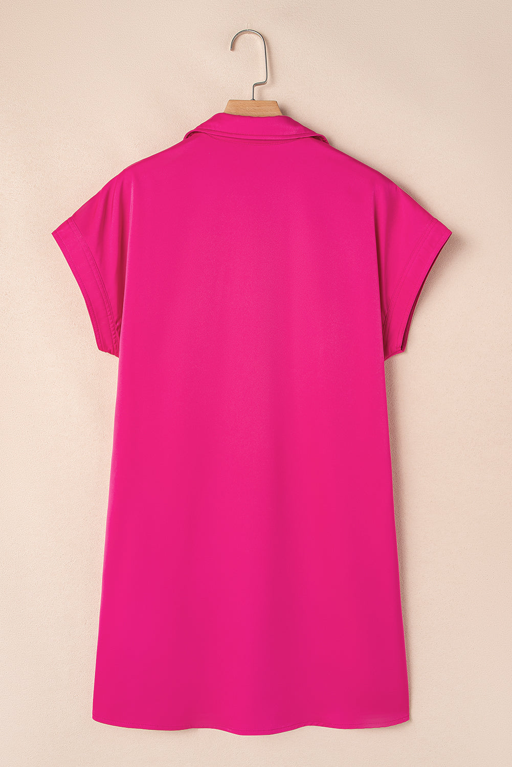 Laurel Green Plain Buttoned Collar T Shirt Dress