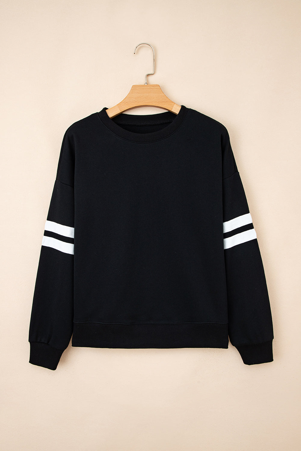 Orange Preppy Striped Sleeve Loose Sweatshirt