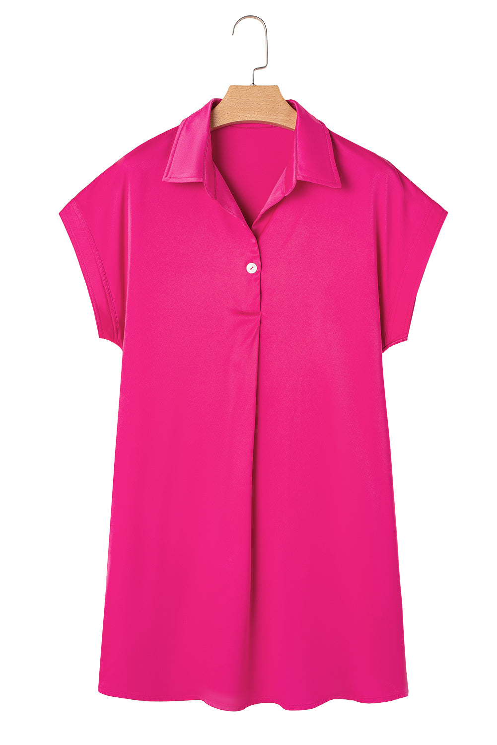 Laurel Green Plain Buttoned Collar T Shirt Dress