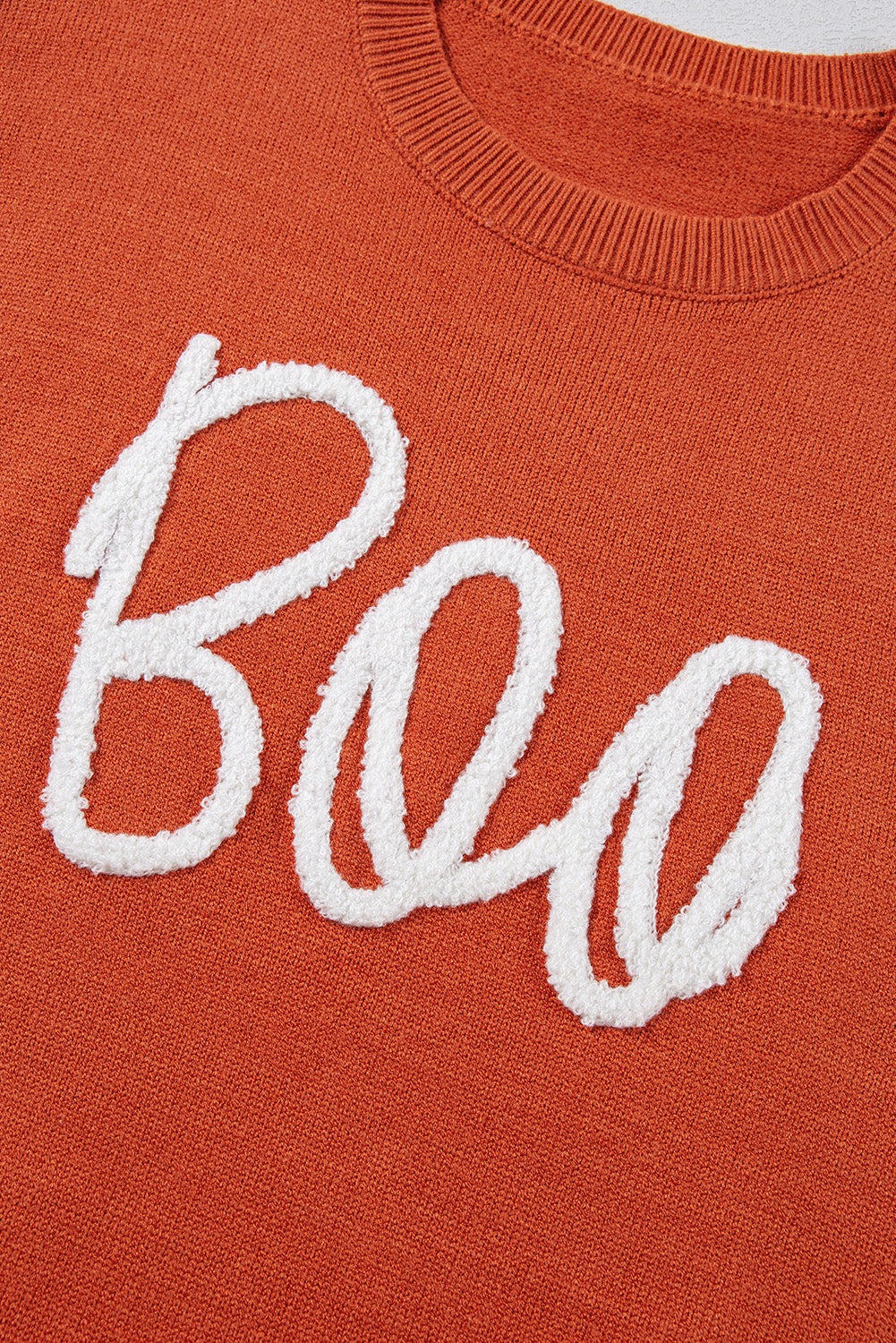 Apricot Halloween Boo Drop Shoulder Knit Sweater