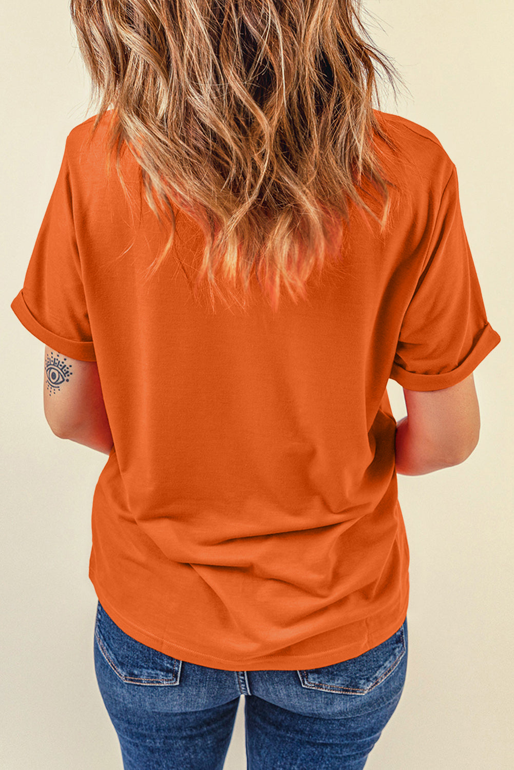 White Sequined Halloween Spirit Pattern Patched Custom Casual Tee