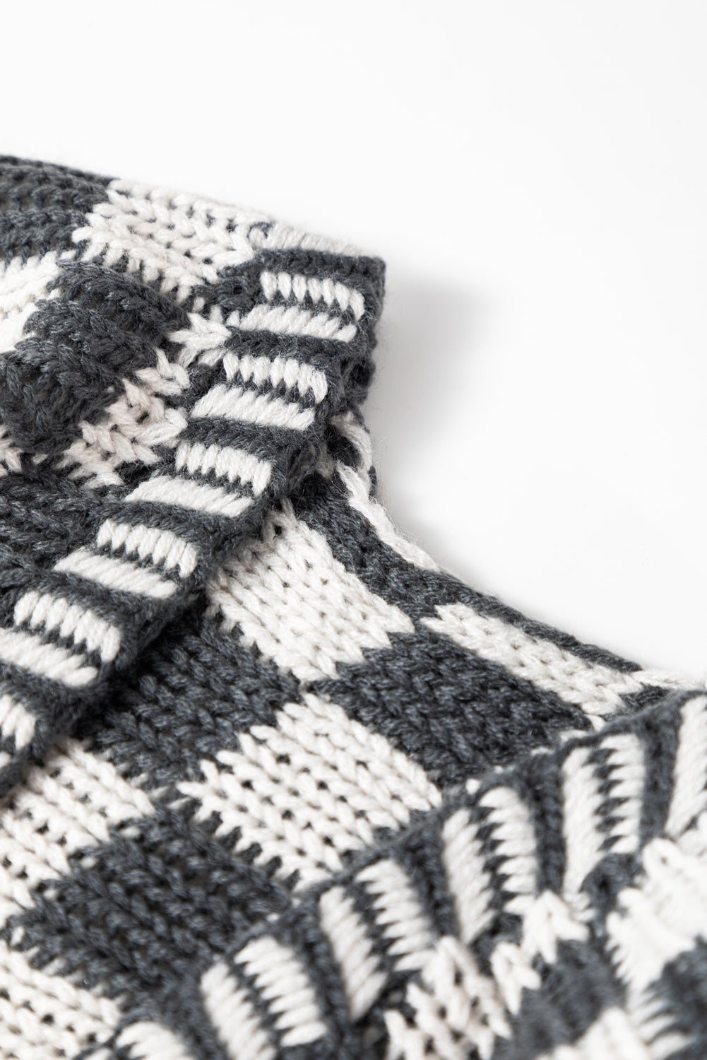 Multicolor Plaid Open Front Knitted Cardigan