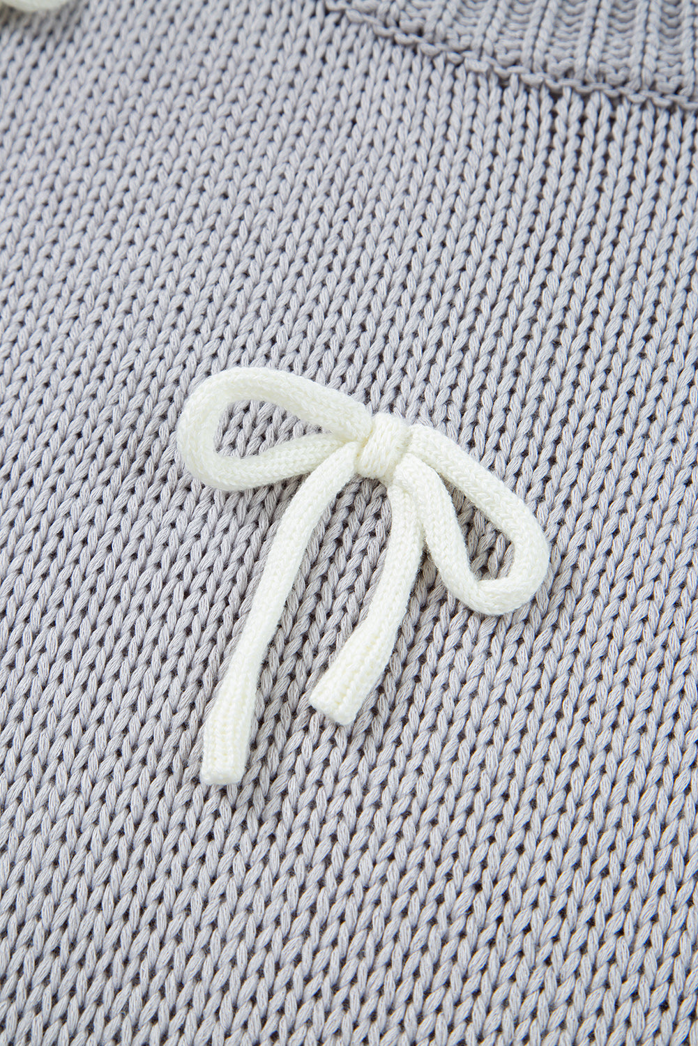 Parchment Bowknot Applique Cap Sleeve Sweater