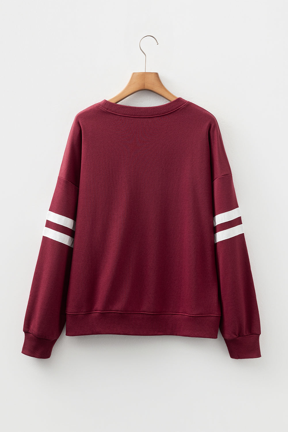Orange Preppy Striped Sleeve Loose Sweatshirt