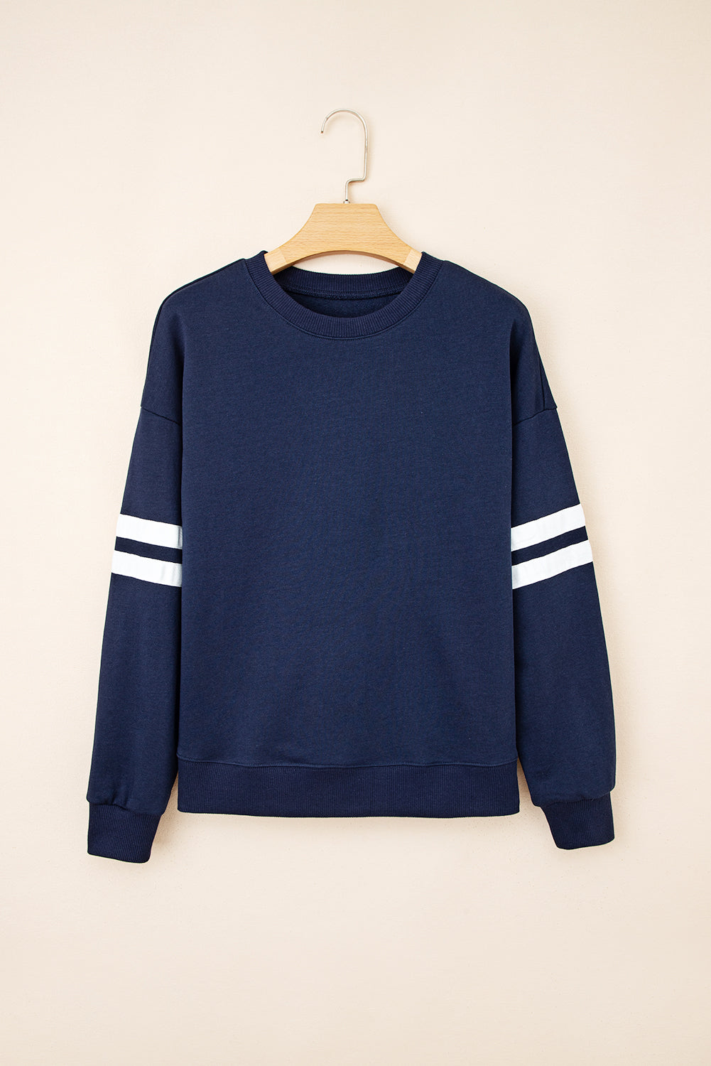 Orange Preppy Striped Sleeve Loose Sweatshirt